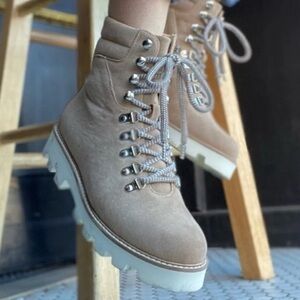 Gray Lace-Up Boots